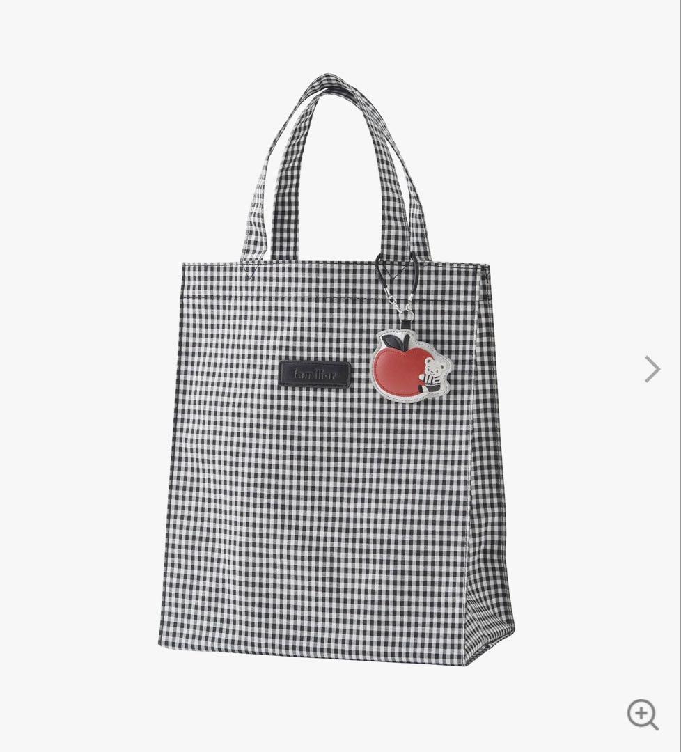 新品未開封　familiar ギンガムチェック　モノクロ　トートバッグ