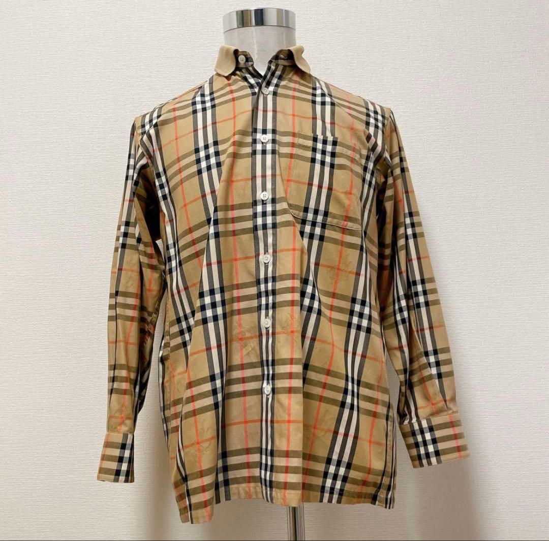 Burberrys　長袖シャツ　シャドーホース　ノバチェック　希少なリブ襟 M