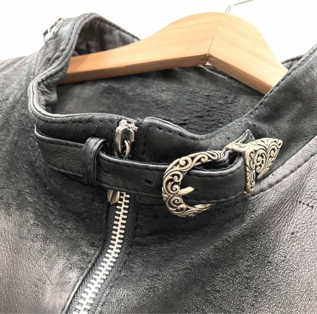 14th addictionクロスジップシープスキンライダースcrossサイズ4