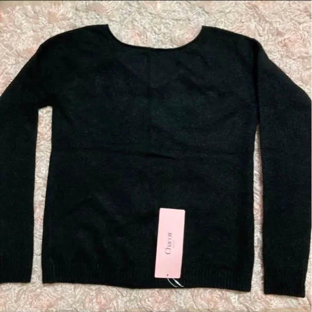 【お値下げ】新品チャコットＶネックニット着丈53㌢身幅42㌢【水色もあり】