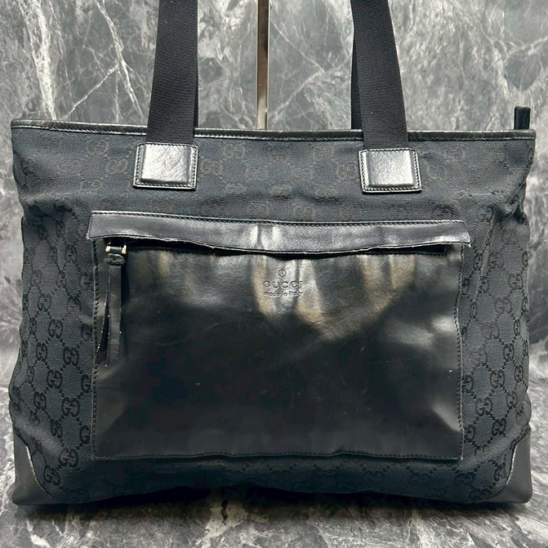 GUCCI GGキャンバス トートバッグ ブラック A4◎