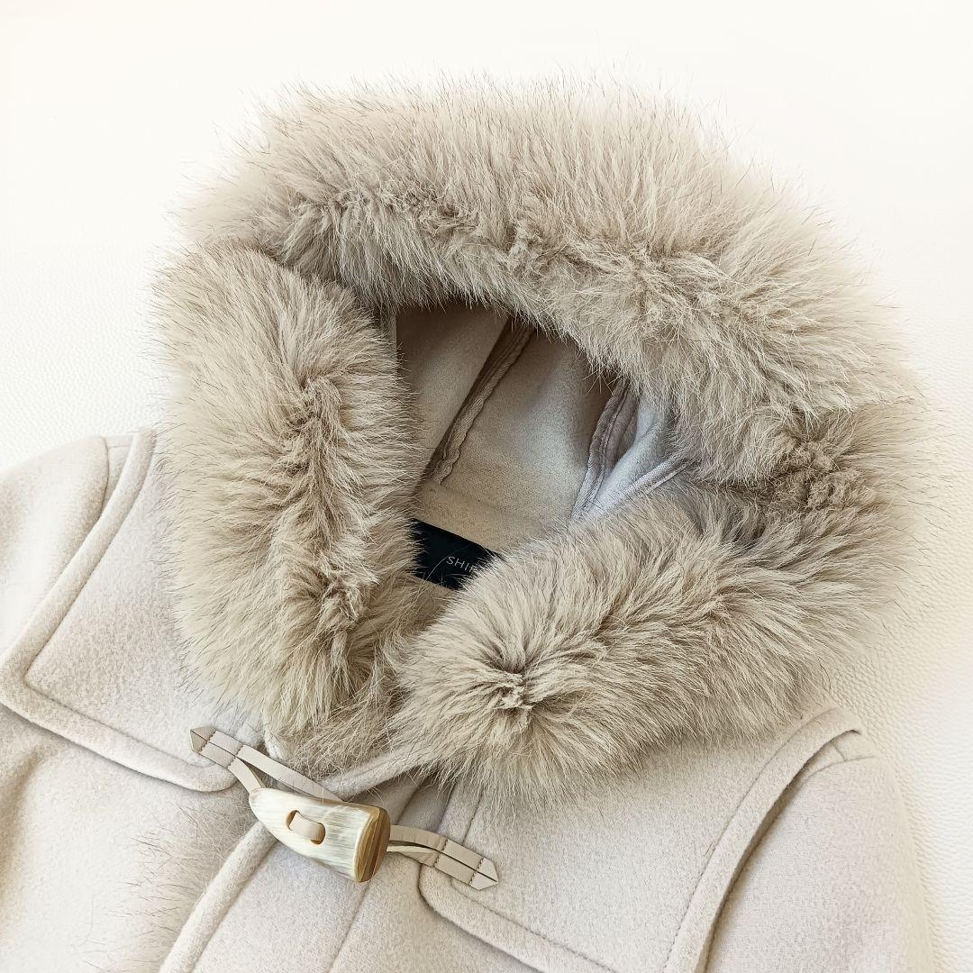 美品✨シップスSHIPS リアルファー2wayロングダッフルコート カシミヤ混
