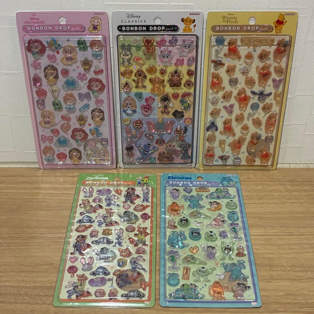 【正規品】ディズニー ボンボンドロップシール 5枚セット