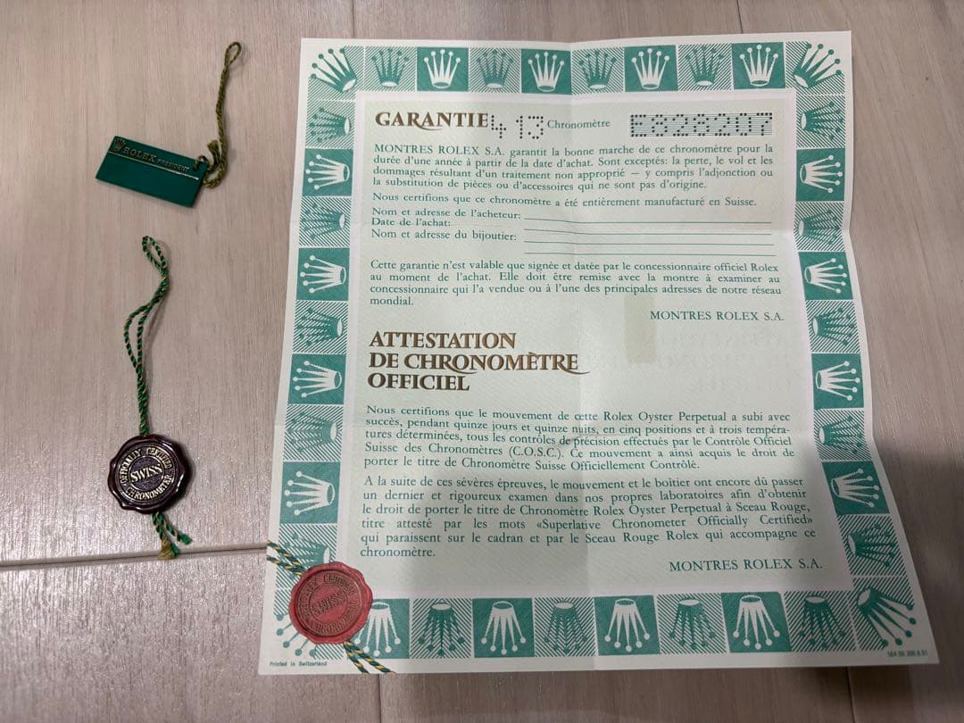 ロレックス　デイデイト　ヴィンテージボックス　ギャランティ　タグ