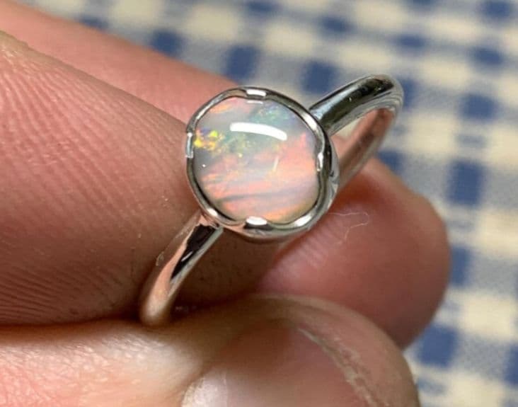 他人祭♡極ネオン　ライトニングリッジ産セミブラックピクチャーオパール　925SV