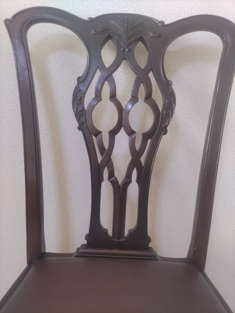 ①イギリス　アンティークチェア　マホガニー　ボール＆クロウ