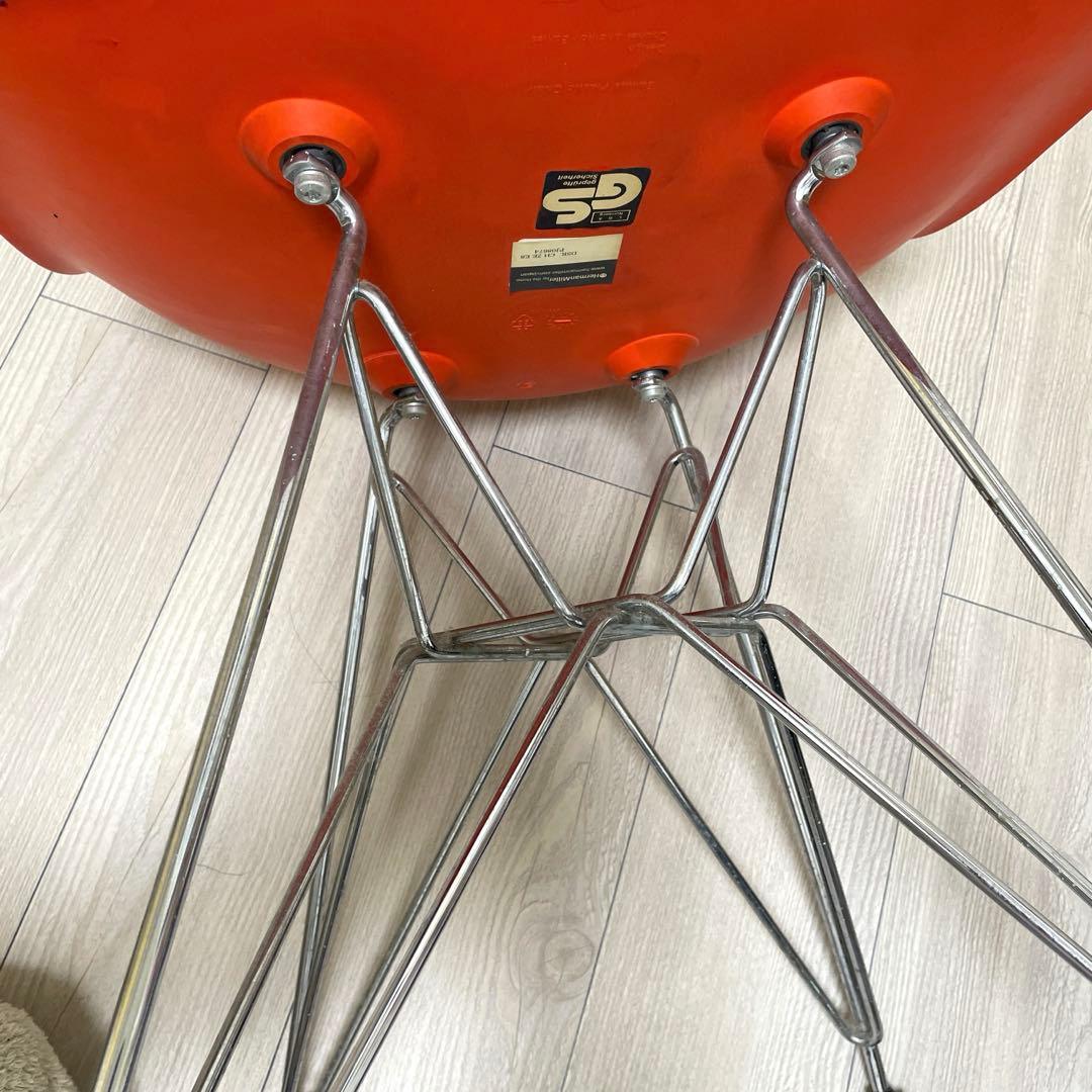 【イームズ】プラスチック シェルサイドチェア ワイヤーベースDRS レッド