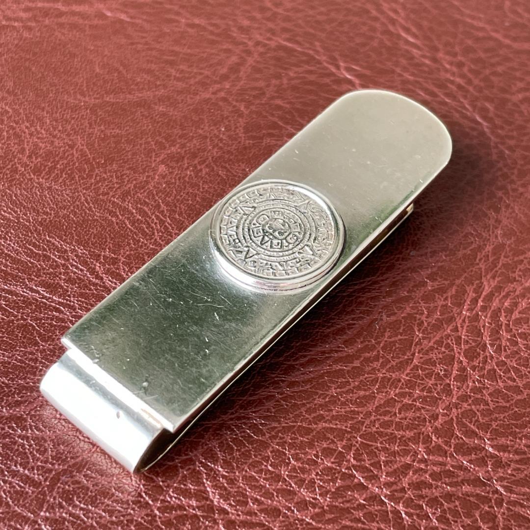 マネークリップ ビンテージ シルバー925メキシコ刻印 マヤカレンダー