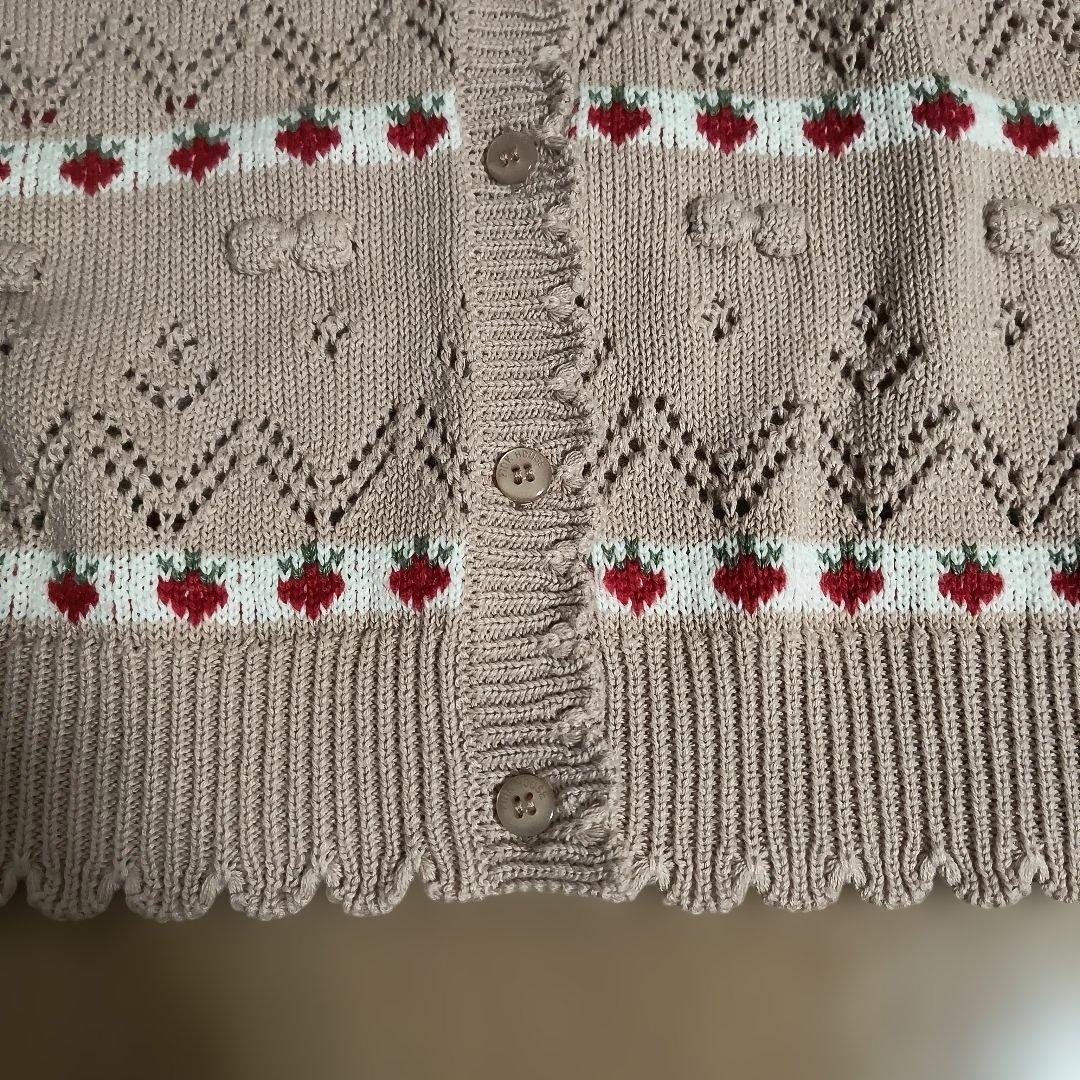 PINK HOUSE いちごモチーフ綿素材 春用カーディガン（新品、保管品）