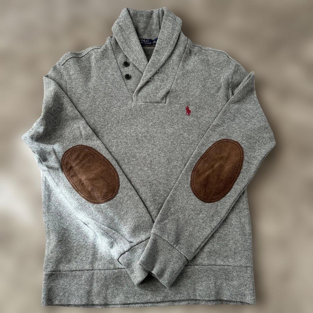 ショールカラーエルボーパッチ　トップス