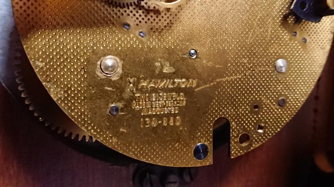 完動 鍵巻き置時計 ハミルトン 西ドイツ ムーンフェイズ アンティーク