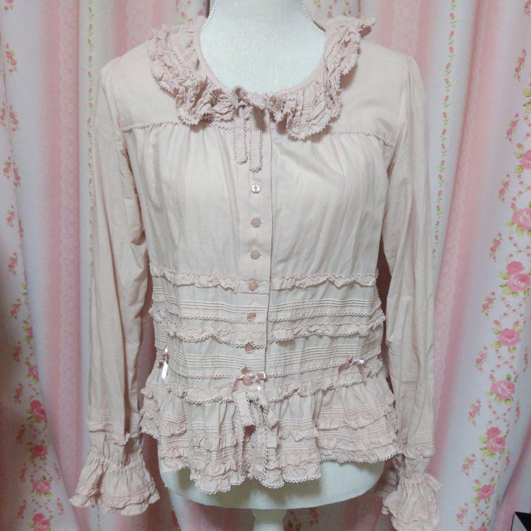 ピンクハウス★フリル付き長袖ブラウス★ピンク