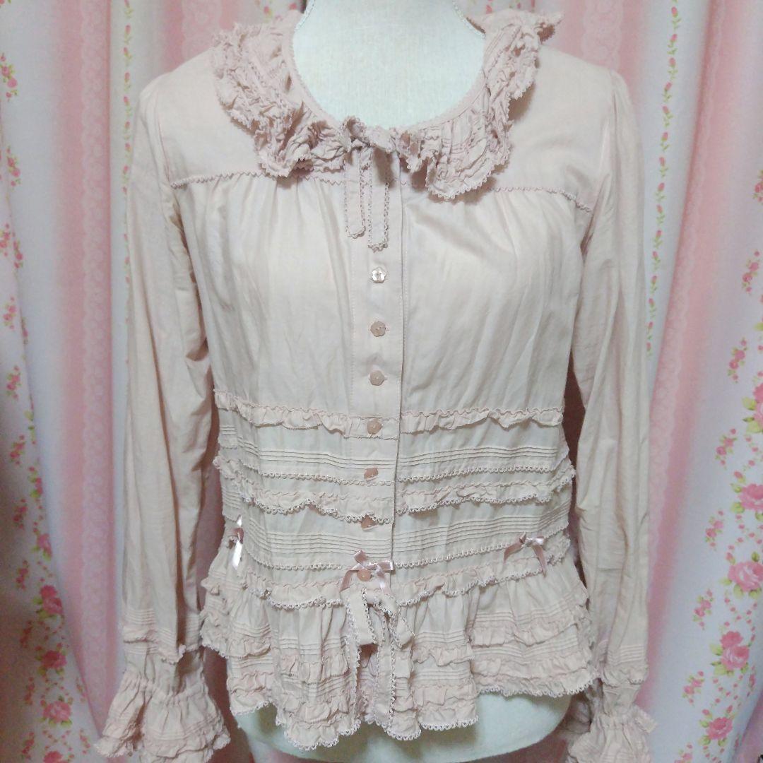 ピンクハウス★フリル付き長袖ブラウス★ピンク