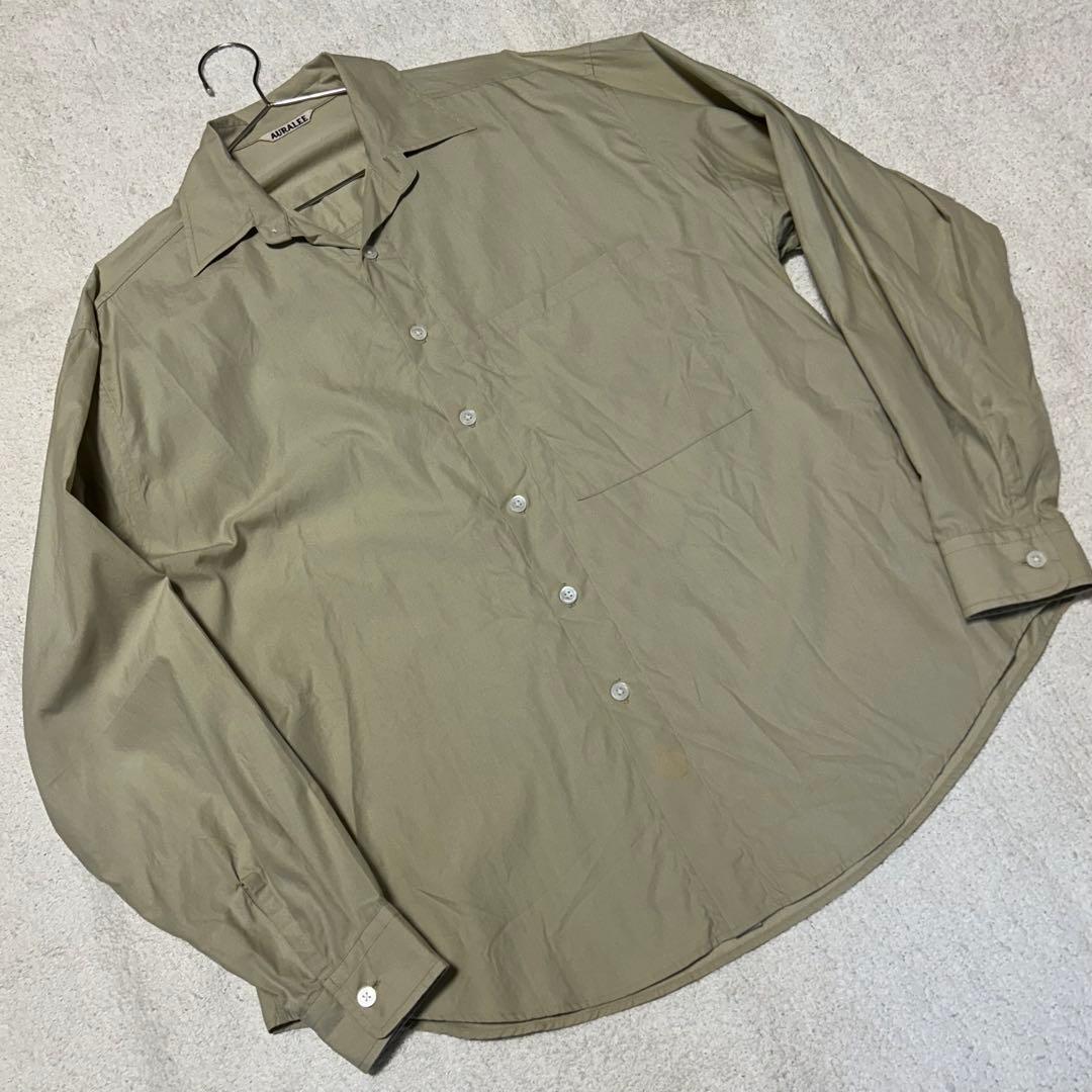 オーラリー AURALEE ビッグシャツ ウォッシュドフィンクスツイルシャツ　L