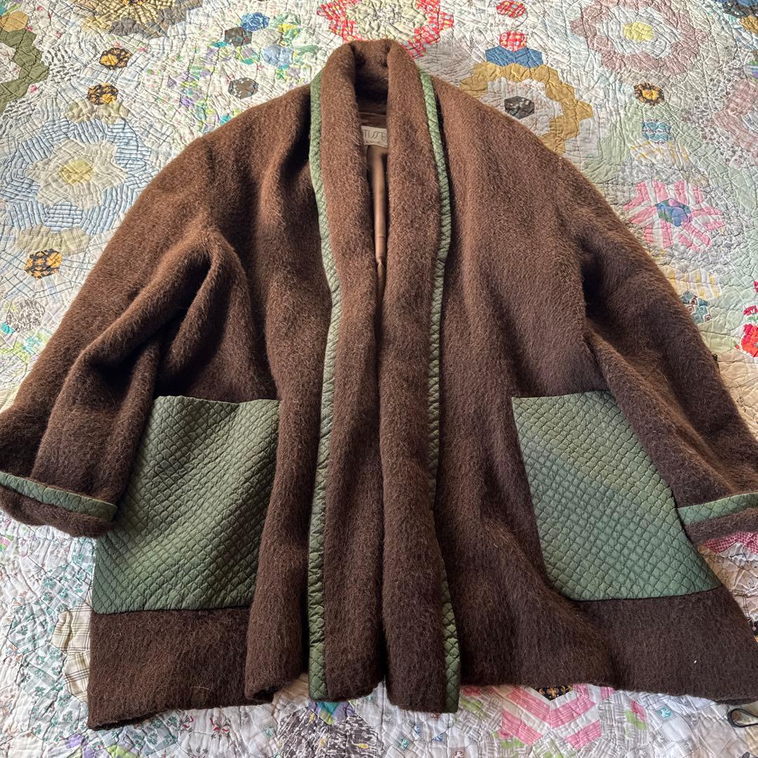 イタリア製 ヴィンテージアルパカ 100% カーディガン　オーバーサイズ　レトロ