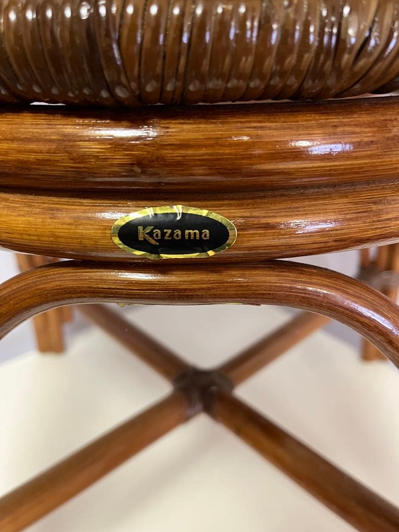藤の椅子　Kazama ラタンチェア　昭和レトロ 二脚セット