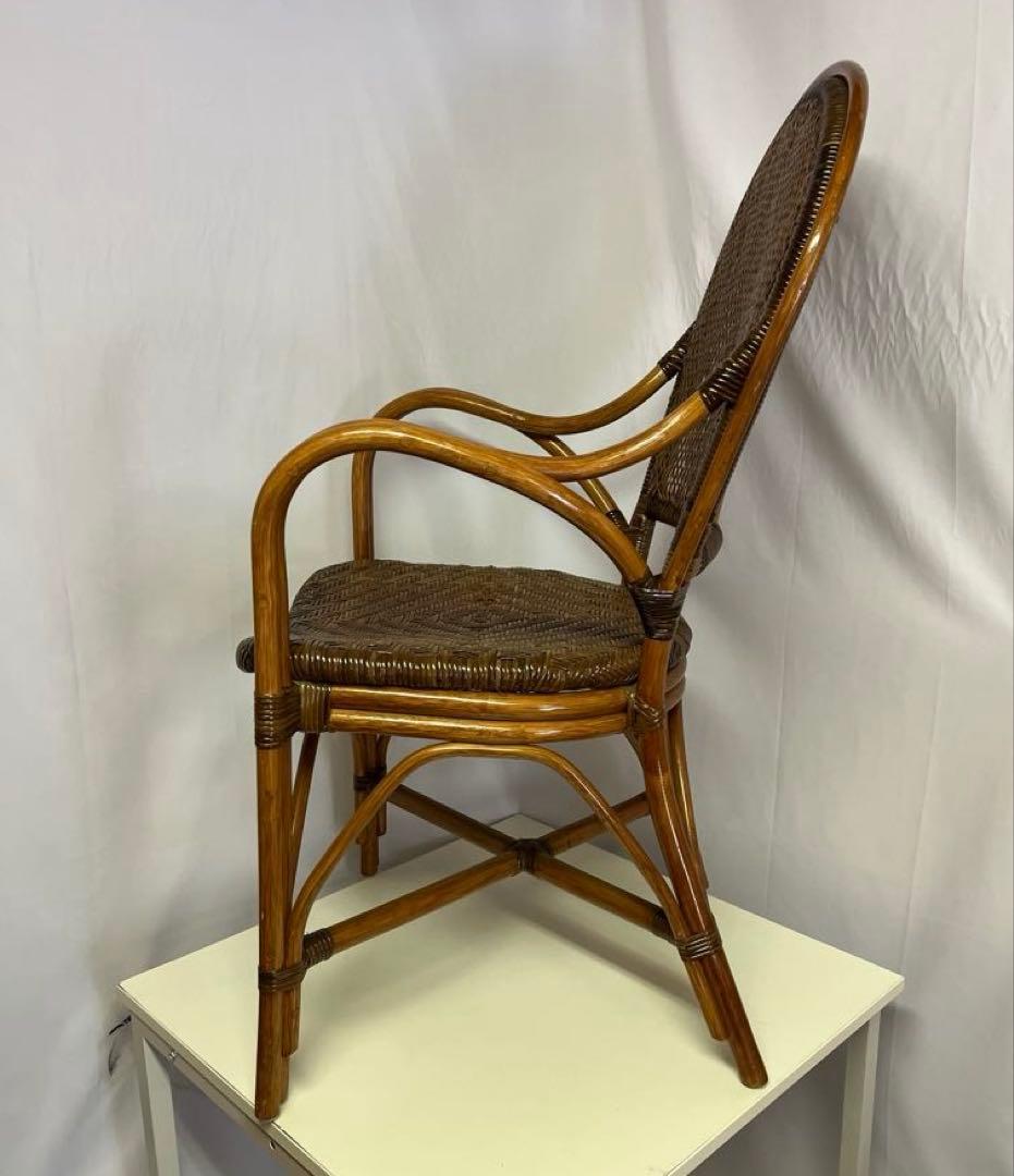 藤の椅子　Kazama ラタンチェア　昭和レトロ 二脚セット