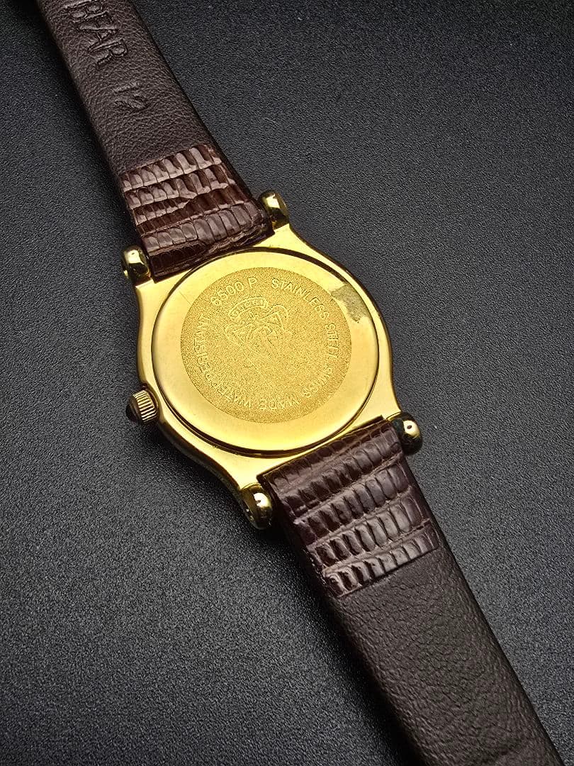 分解掃除 新品ベルト交換済 6500P Gucci ゴールド ブラウンレザー