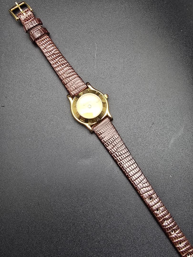 分解掃除 新品ベルト交換済 6500P Gucci ゴールド ブラウンレザー