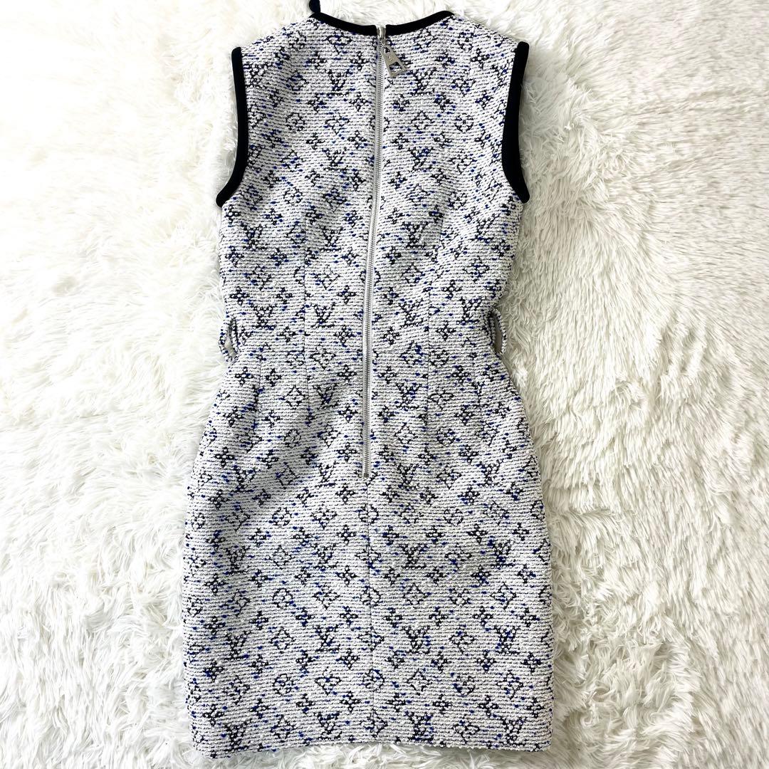 タグ付き　ルイヴィトン　ツイード　ワンピース　ノースリーブ　ウエストベルト