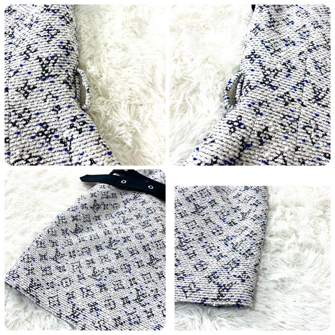 タグ付き　ルイヴィトン　ツイード　ワンピース　ノースリーブ　ウエストベルト