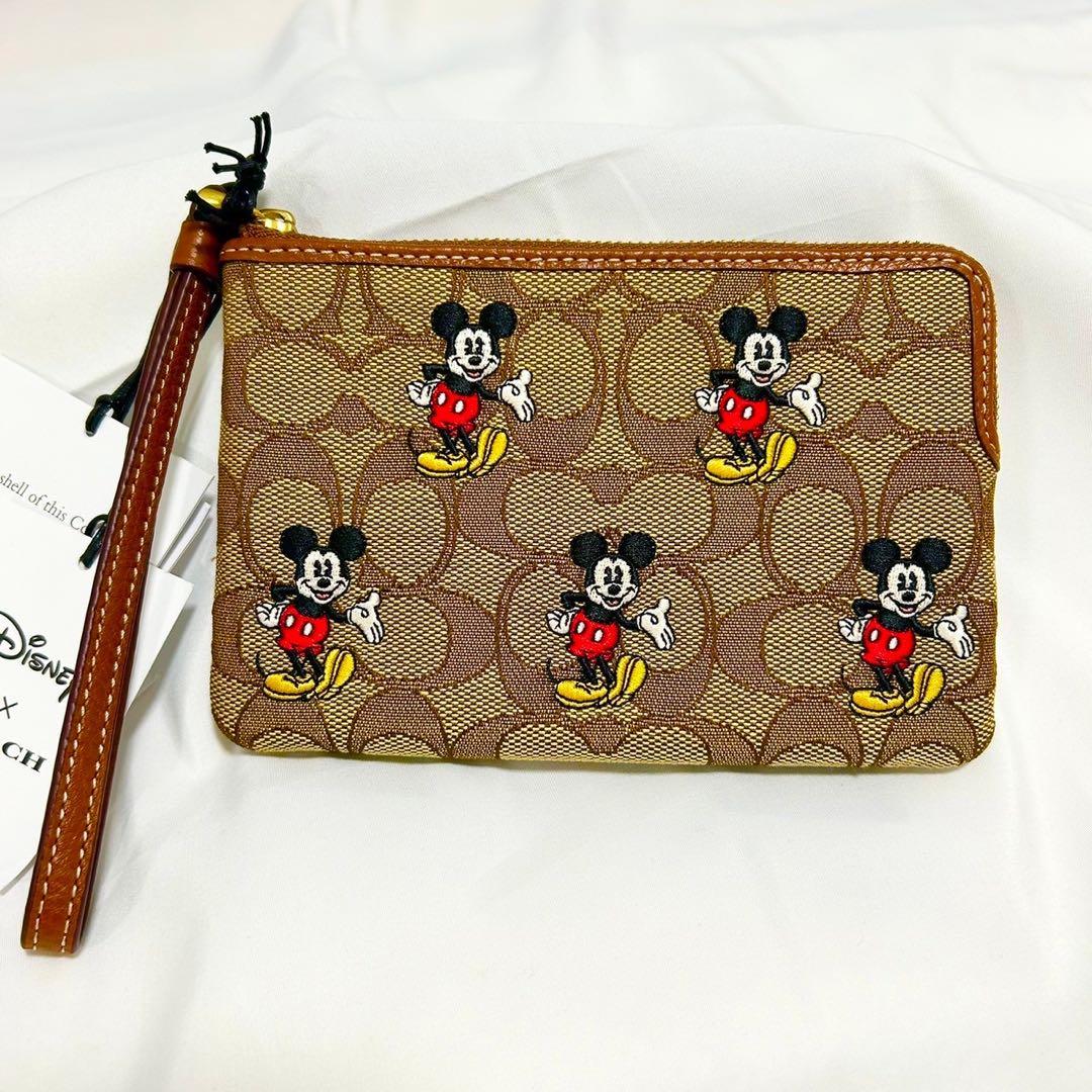COACH x Disneyレザージップポーチ リストレット ミッキー 定期入れ