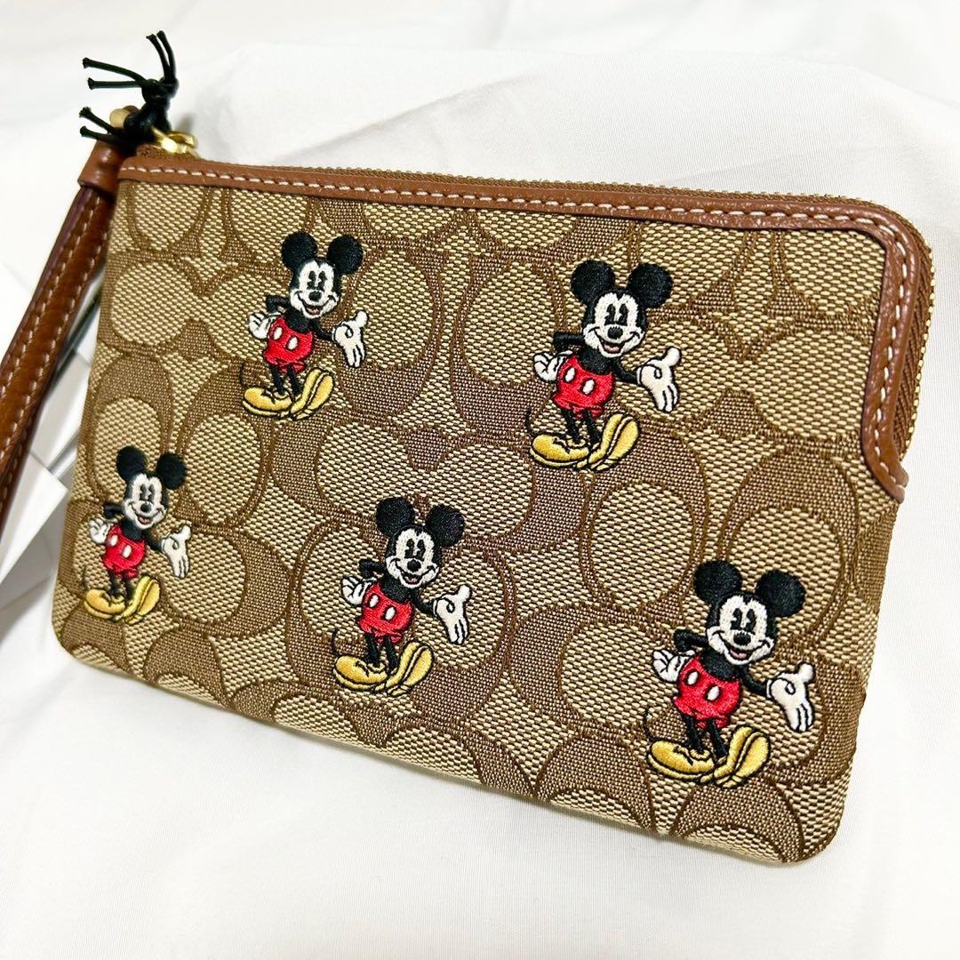 COACH x Disneyレザージップポーチ リストレット ミッキー 定期入れ