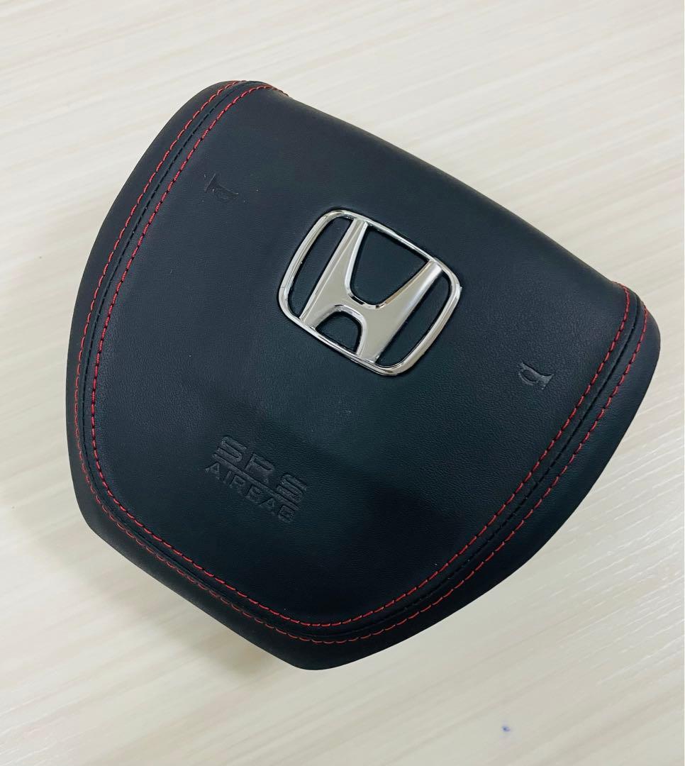 ホンダ 本革仕上げ 赤ステッチ付 ステアリング エアバックカバー【美品】♪