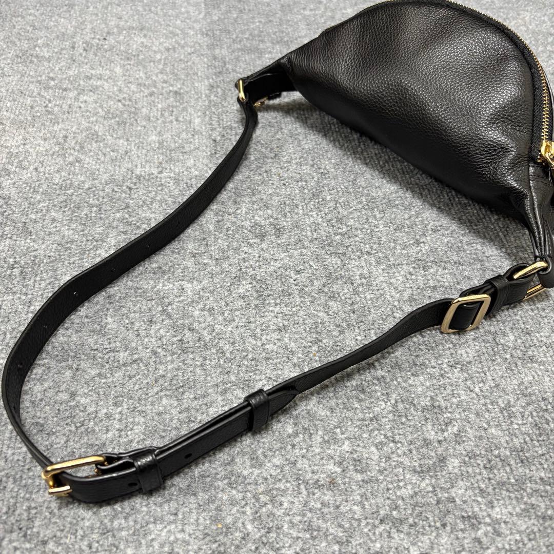 【極美品】コーチ ボディバッグ ベルトバッグ ワンショルダー レザー 黒 ロゴ