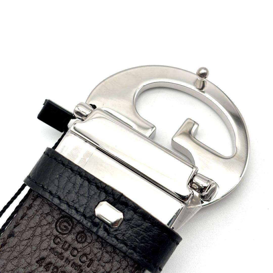 未使用保管品 グッチ ベルト リバーシブル 2way 本革 レザー ダブルG 黒