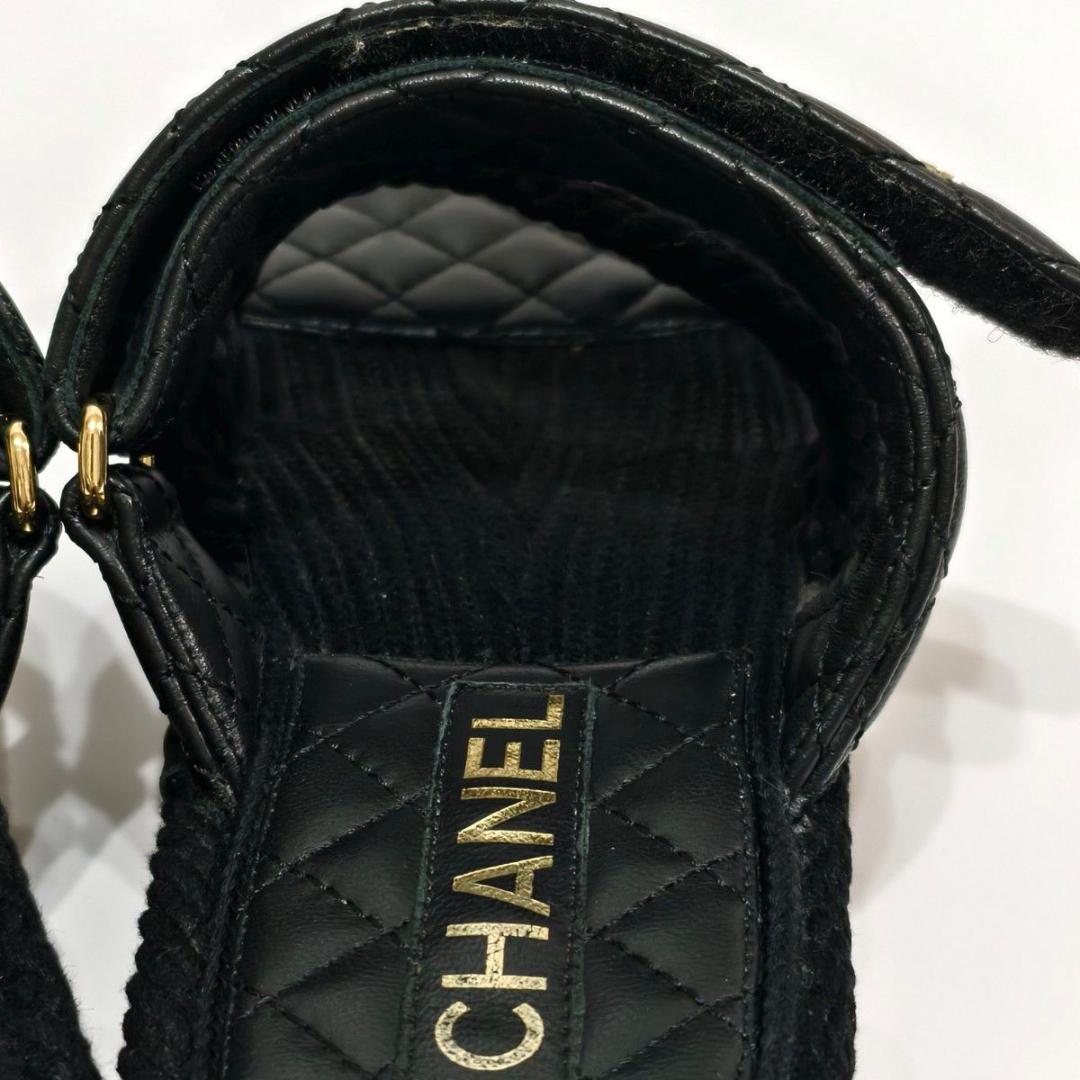 【極美品】シャネル ココマーク マトラッセ サンダル ブラック 23.5