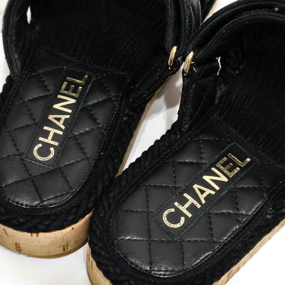【極美品】シャネル ココマーク マトラッセ サンダル ブラック 23.5