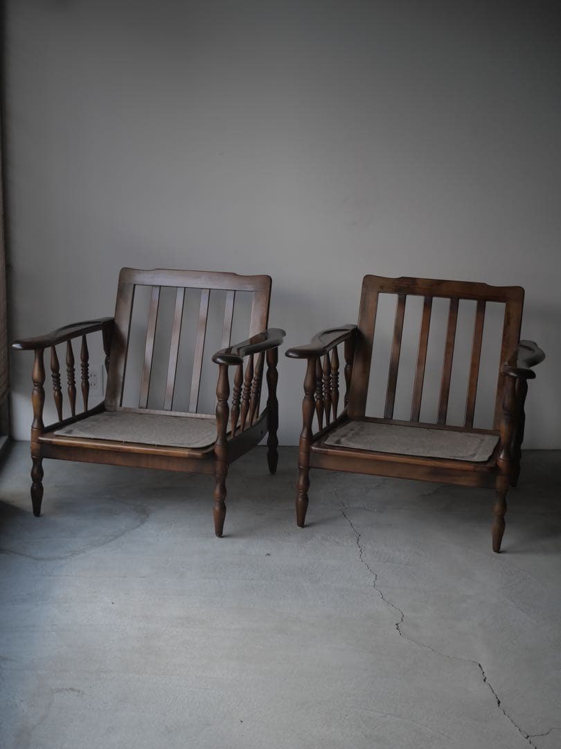 ②カリモク　ソファ　椅子　チェア　現状　古家具　古道具　アンティーク　昭和レトロ