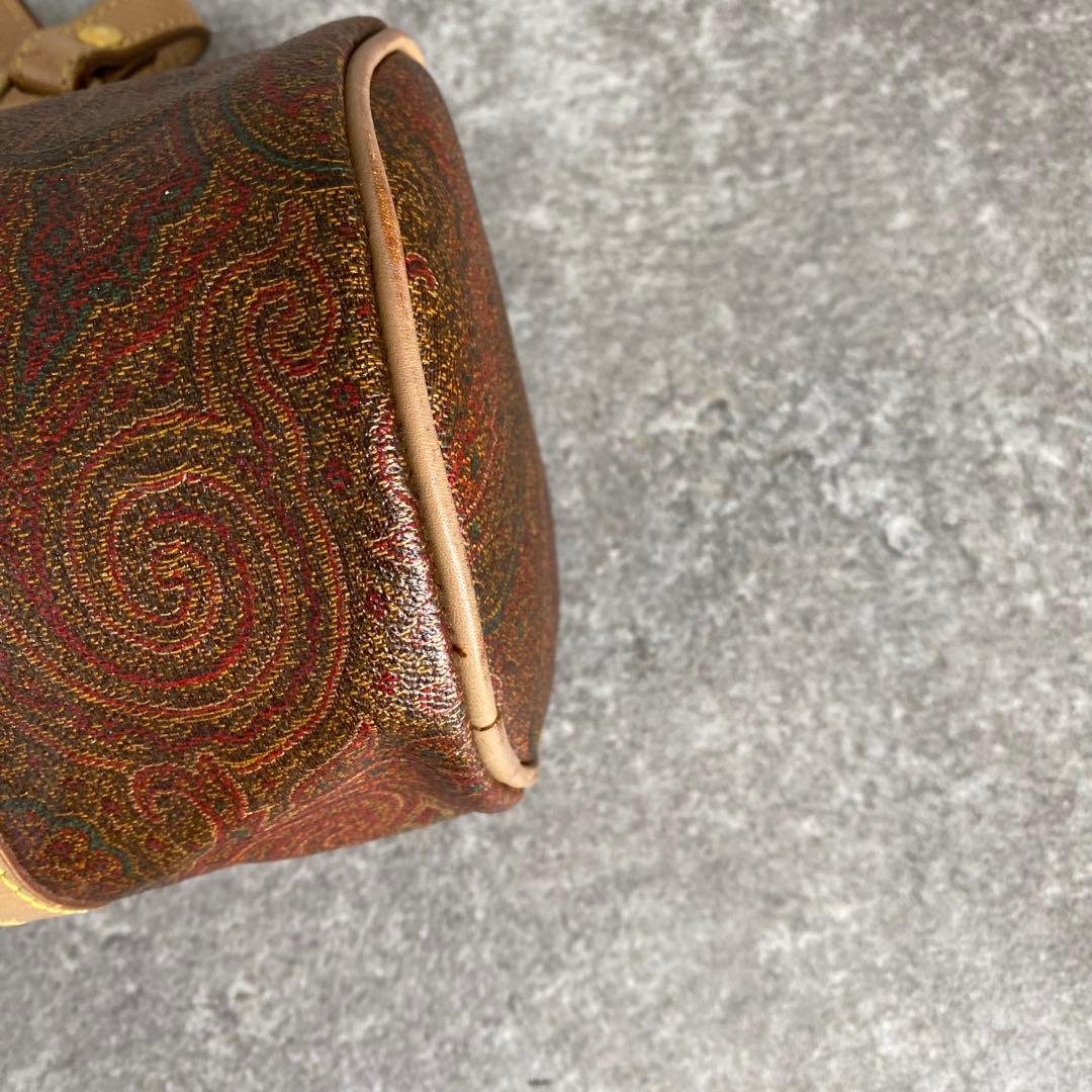 良品 ETRO エトロ ドラム型 ミニ ボストンバッグ ハンドバッグ ペイズリー