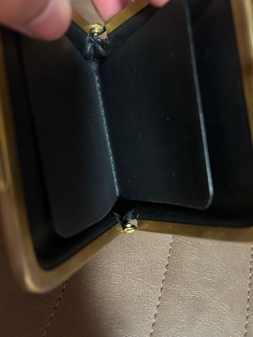 がま口財布真鍮口金　エルバマット　ブラック　encyoku creem