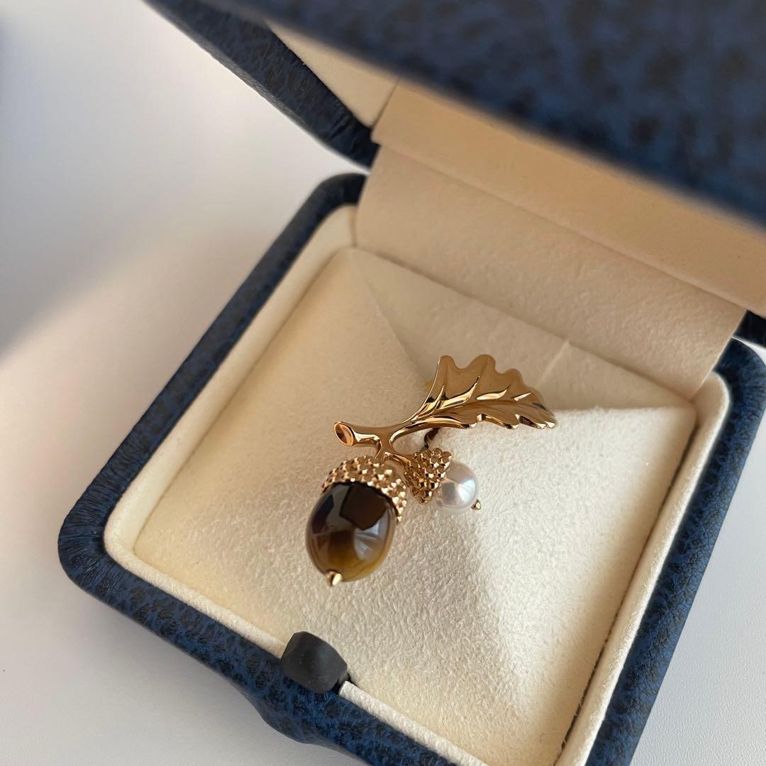 MIKIMOTO どんぐりのブローチ ミキモト パール 真珠 ピンブローチk18