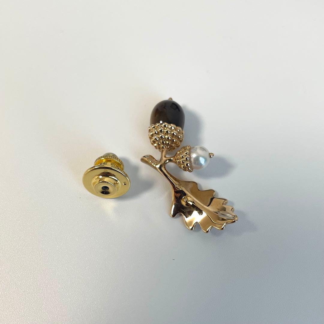 MIKIMOTO どんぐりのブローチ ミキモト パール 真珠 ピンブローチk18