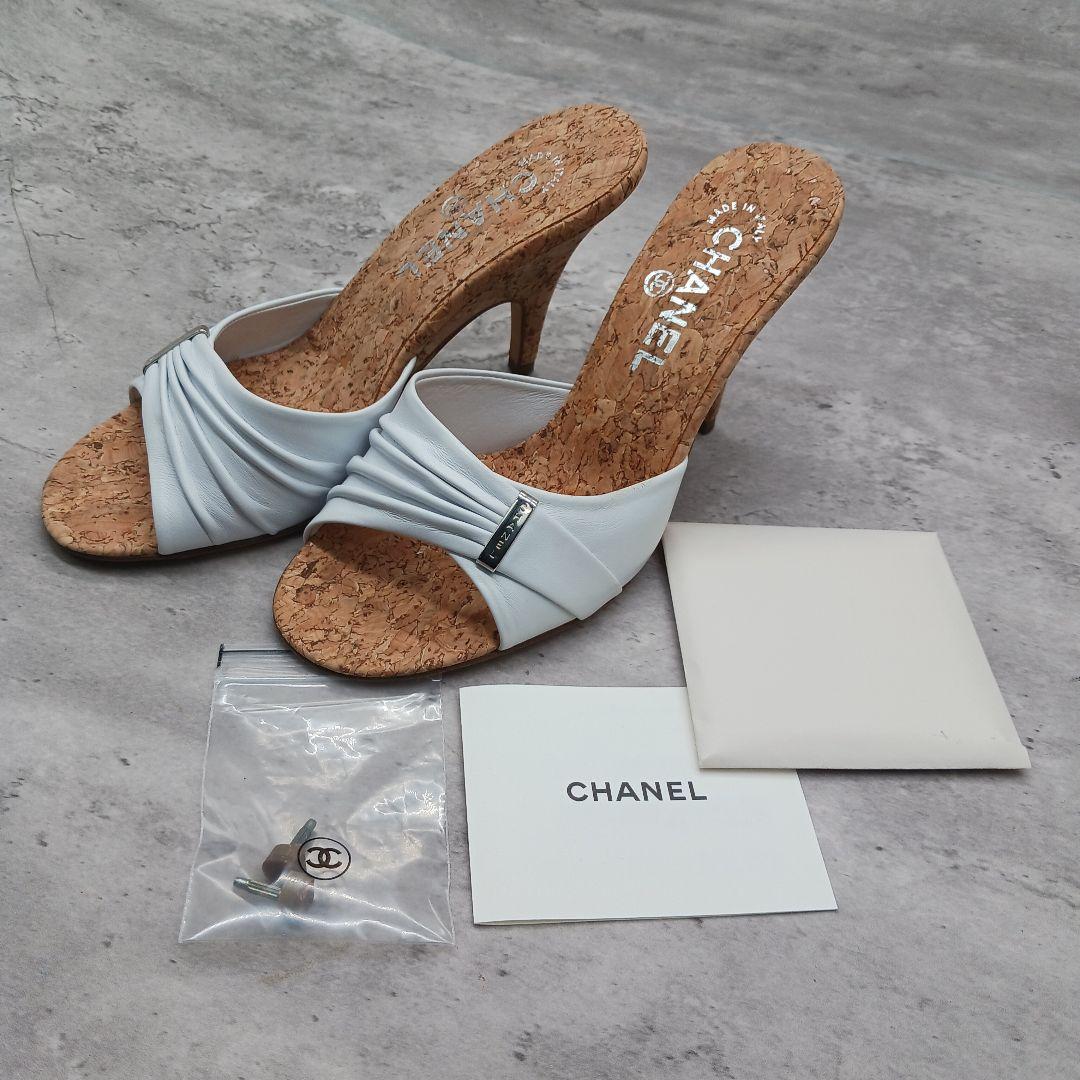 ✨未使用級✨ シャネル ホワイトレザーサンダル ウェッジソール 36