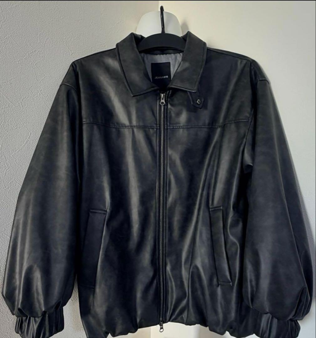 JEANASIS ジーナシス ヴィンテージパファーレザーブルゾン ブラック 黒