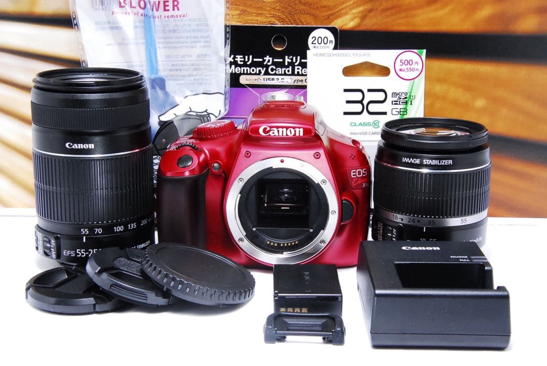 一眼レフ キャノン kiss x50 Canon レッド 赤 スマホ転送