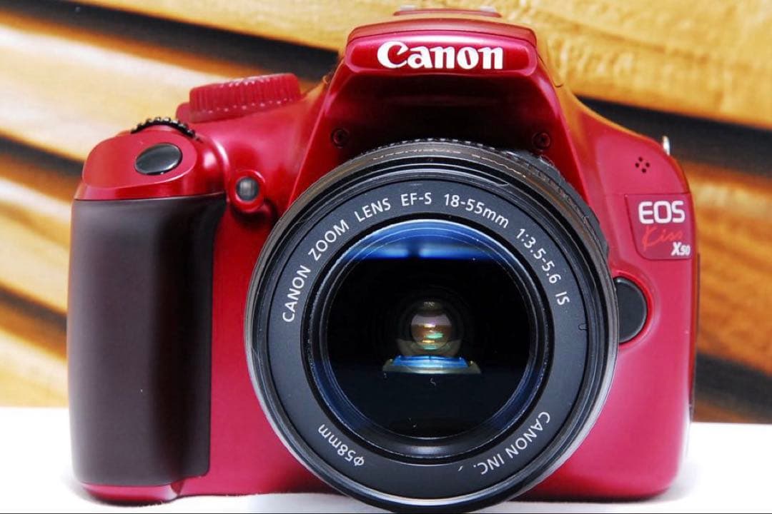 一眼レフ キャノン kiss x50 Canon レッド 赤 スマホ転送