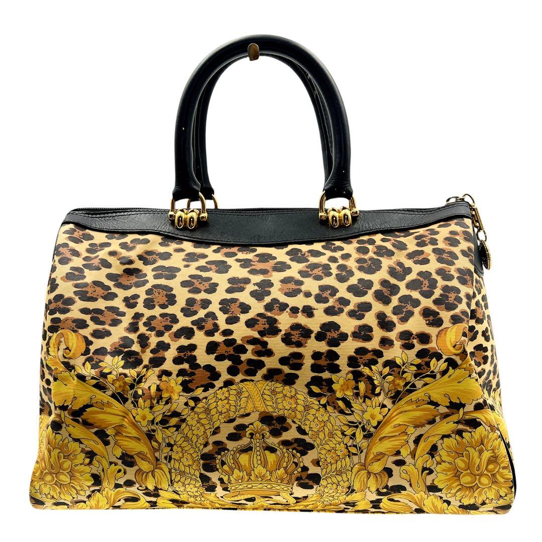 GIANNI VERSACE レザー レオパード ボストンバッグ 8928