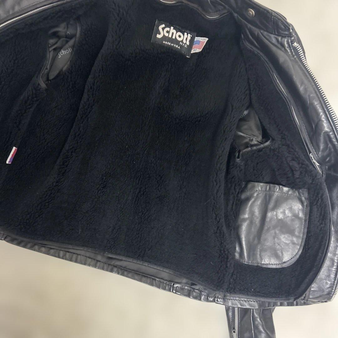【美品】ショット SCHOTT レザー　ライダース　141 ブラック　サイズ40