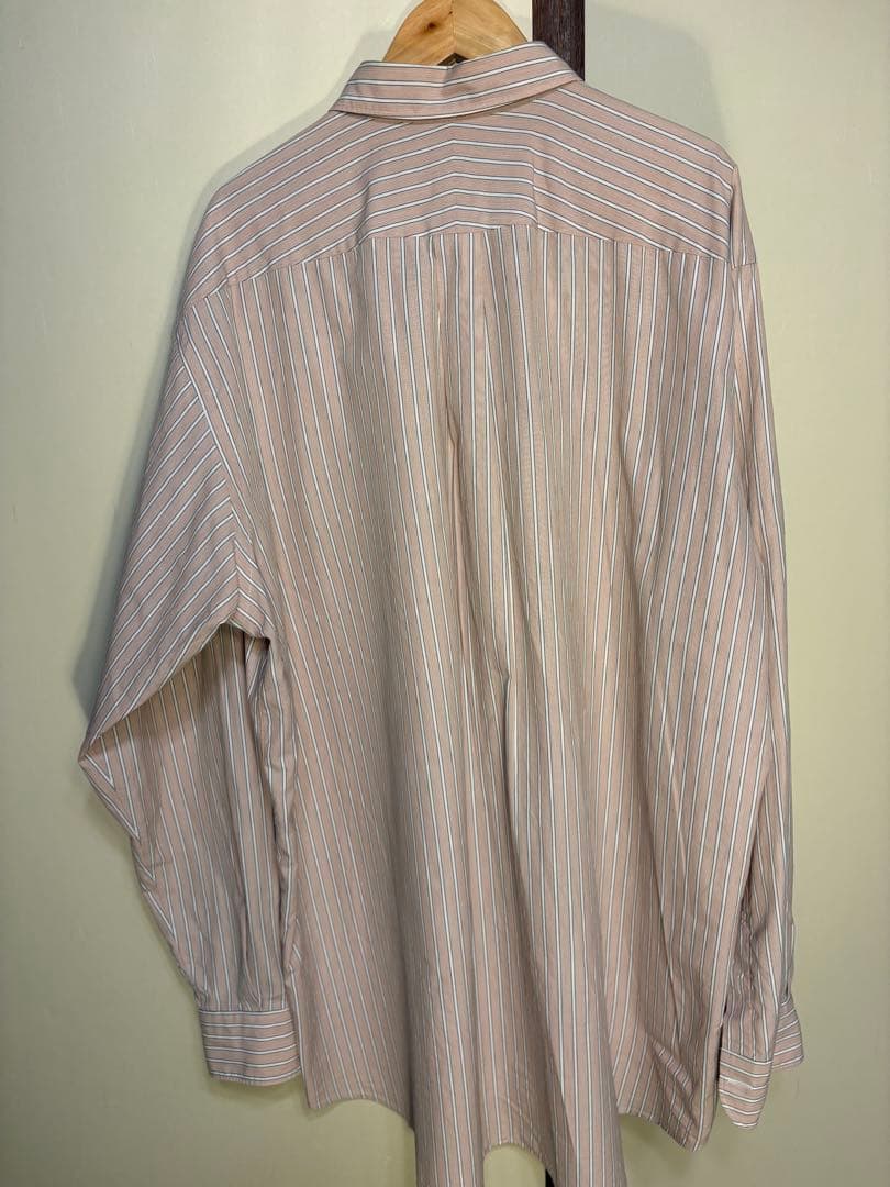 【COMOLI コモリ】ストライプシャツ サイズ4 美品 ピンクベージュ