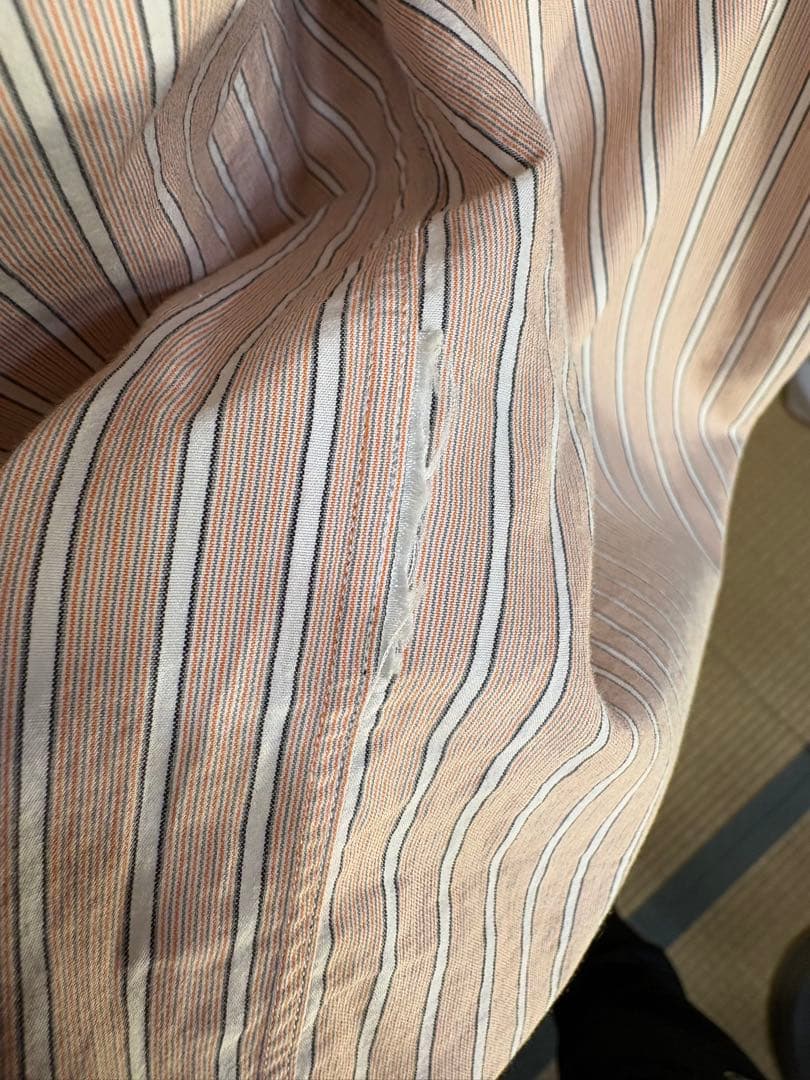 【COMOLI コモリ】ストライプシャツ サイズ4 美品 ピンクベージュ