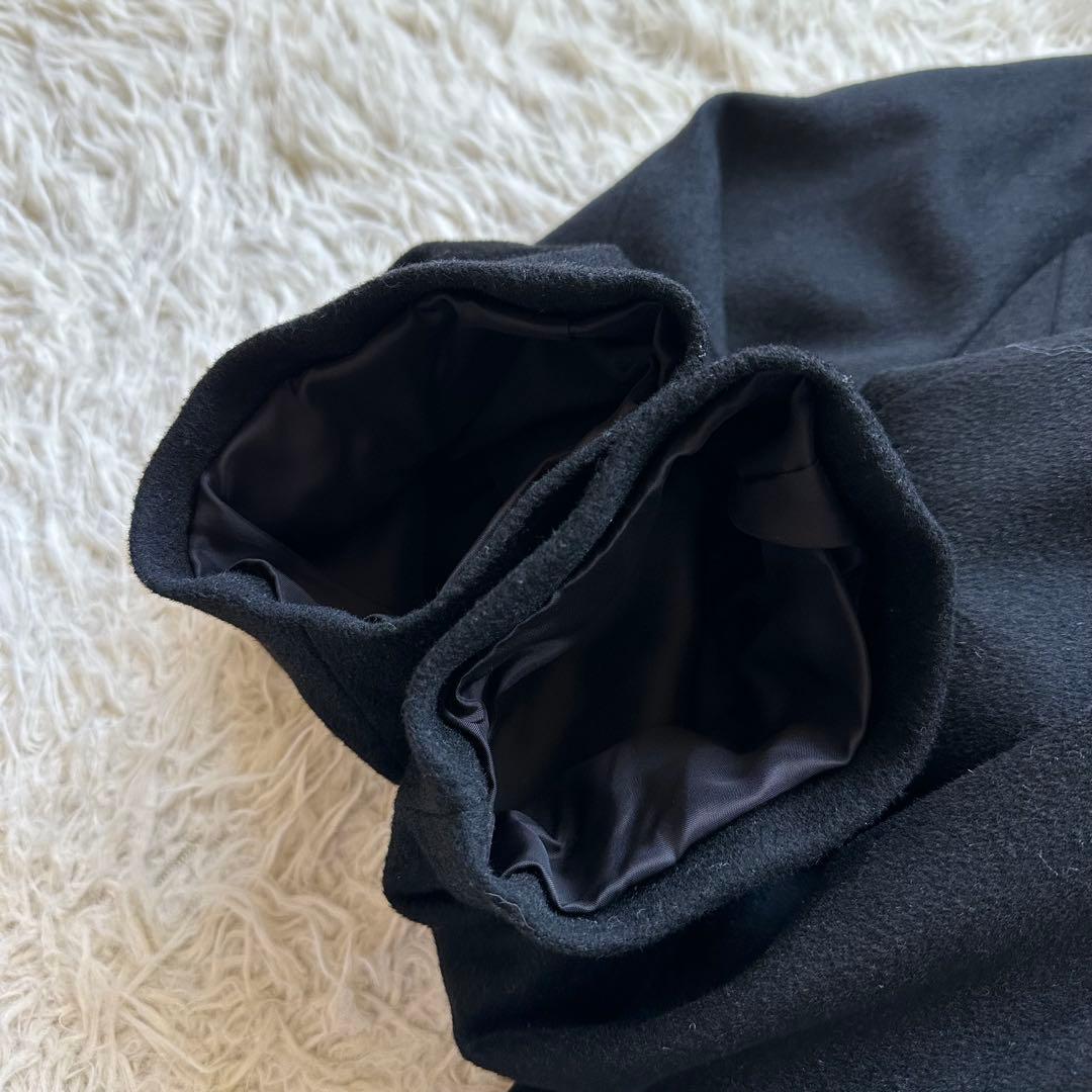 美品✨カシミヤ100%チェスターコート　ロング　ダブル　ラグラン袖　黒　ブラック