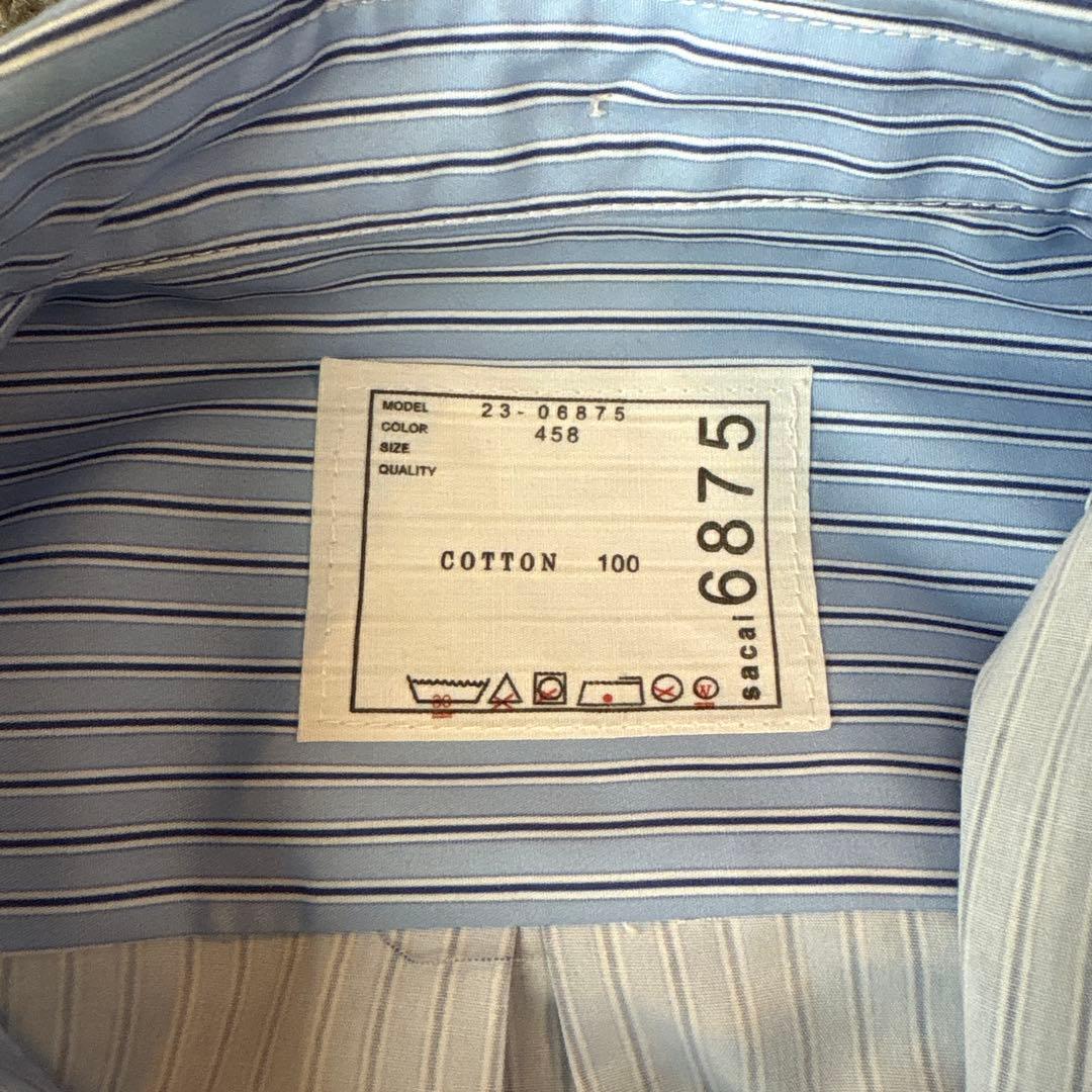 sacai ストライプ長袖シャツ サイズ1 袖着脱可 2WAY 綿100%