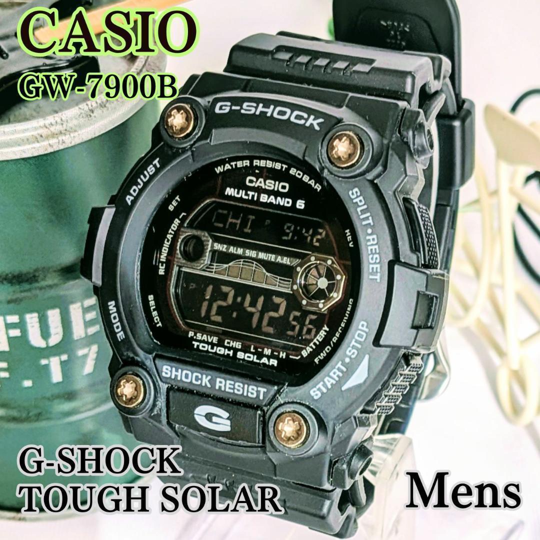 美品 CASIOメンズ腕時計Gショック ブラック ソーラー タイド＆ムーングラフ