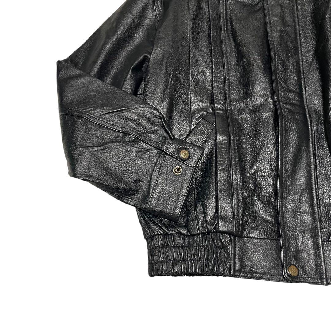 未使用級【vintage】羊革 本革ラムレザーシングルライダースジャケット 黒M