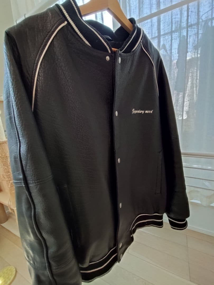 【美品】ZARA 水牛 本革 スタジャン　USA XL ブラック　【2月末まで】